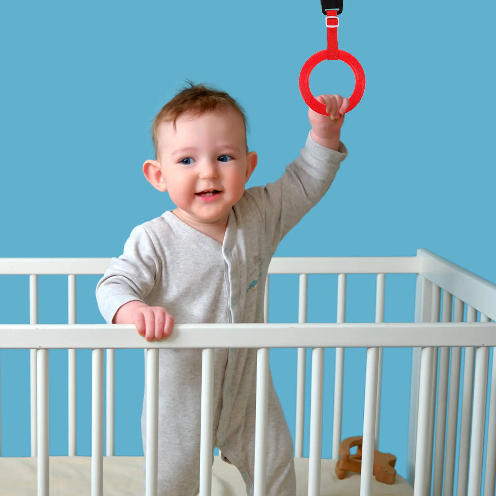 Baby Bed Standing Pull Ring Easy Install Nursery Infant Crib Hanging Ring Walking Assistant Baby Handgrip for Learning Steps