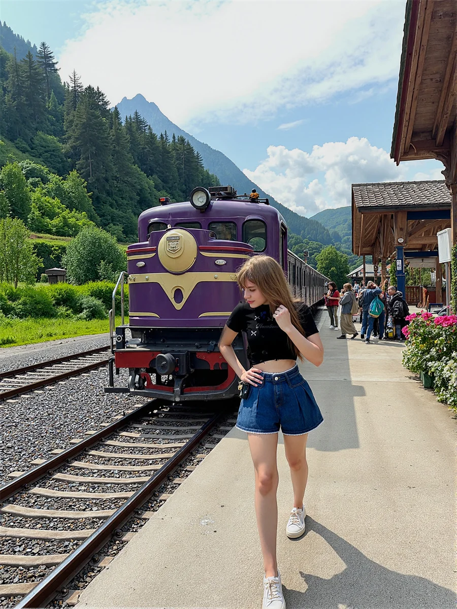 Pantalones cortos vaqueros de color azul oscuro para mujer, bonitos pantalones cortos Kawaii estéticos para niñas, estudiantes universitarios Preppy, Mini volantes plisados de verano Y2K