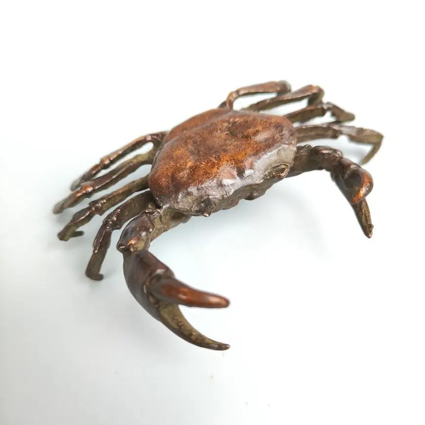 

Metal Crab Figurine Ornament Bronze Vintage Miniature Animal Figurine Simulation Crab Model Toy Desk Ornament Home Decor Crafts