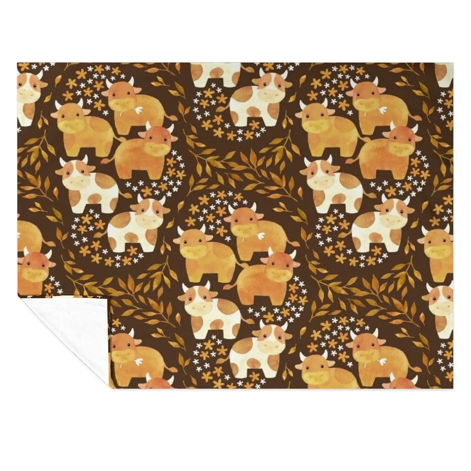 

Whimsical Watercolor Cow-fetti - on chocolate brown Throw Blanket Thermal Plush Blankets For Sofas Thermals For Travel Blankets