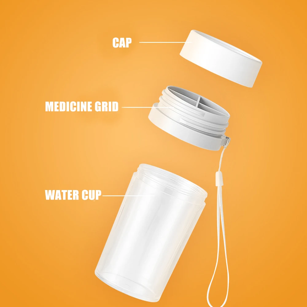 

1PCS Water Bottle & Pill Organizer, Travel Storage Container for Water, Juice, Vitamins, Large Pill Box Medication Cup Holder