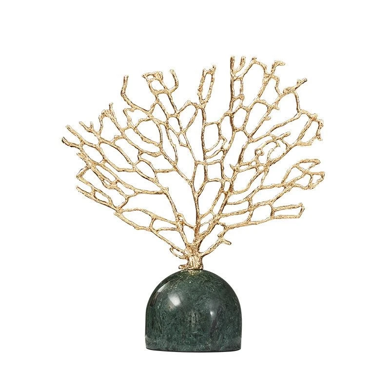 European Style Marble Metal Oval Coral Tree Art Entrance TV Cabinet Desktop Decoration Geometric Modern Home