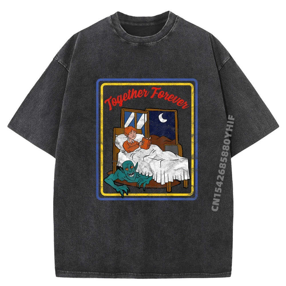 

Vintage Horror Together Forever Child Comfortable Tops & Tees Street T-Shirt Retro Minimalist Washed Tee-Shirt Mens Clothes