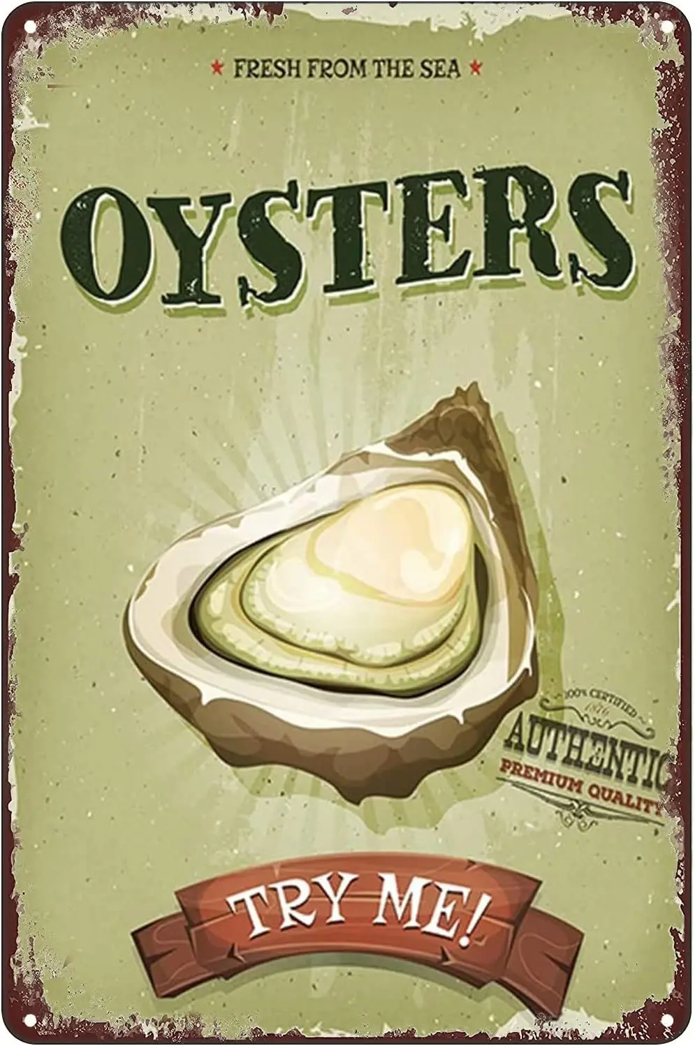 1p,Metal Decor Outdoor Retro Vintage Oysters Signs Wall Art Decor Poster for Home Hotel Restaurant Kitchen Bar Cafes Pub Metal S