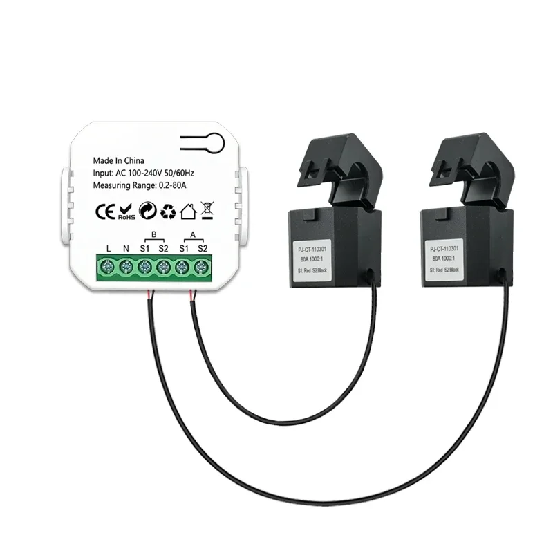 Tuya 2 Way WiFi Energy Meter Bidirection 2 Channel With Clamp Power Electricity Consumption Monitor