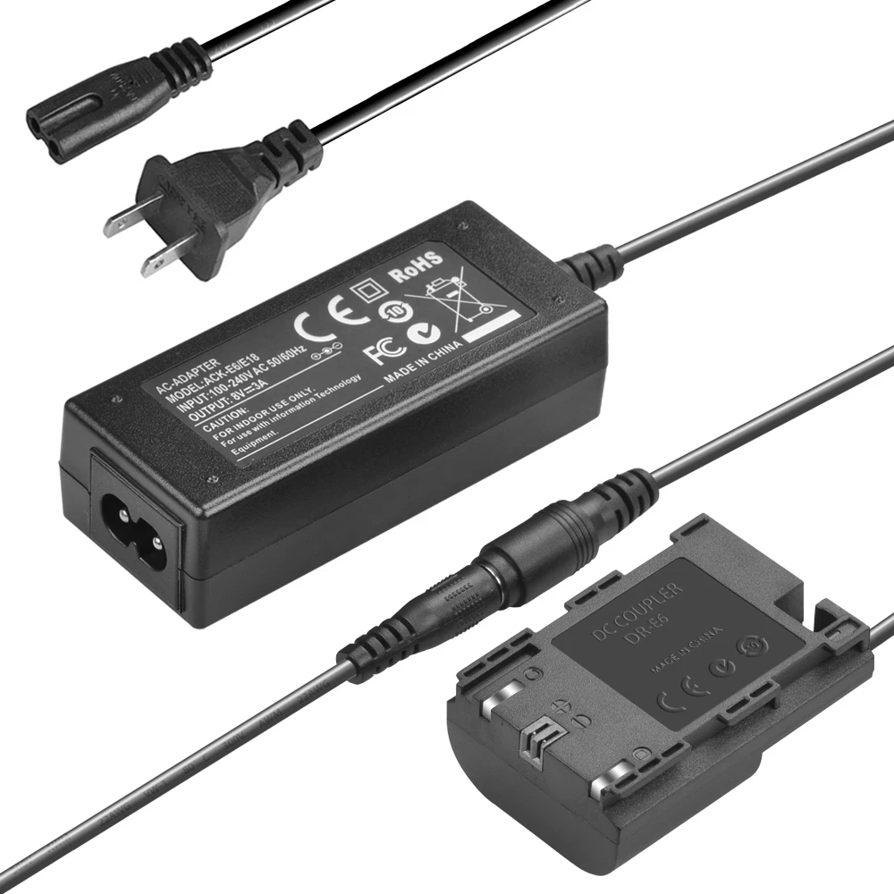 Kit de bateria manequim LP-E6 para canon ACK-E6 adaptador de alimentação ac eos 70d 7d 60d 80d 90d 6d 5d mark iv iii kit de alimentação da câmera ﻿