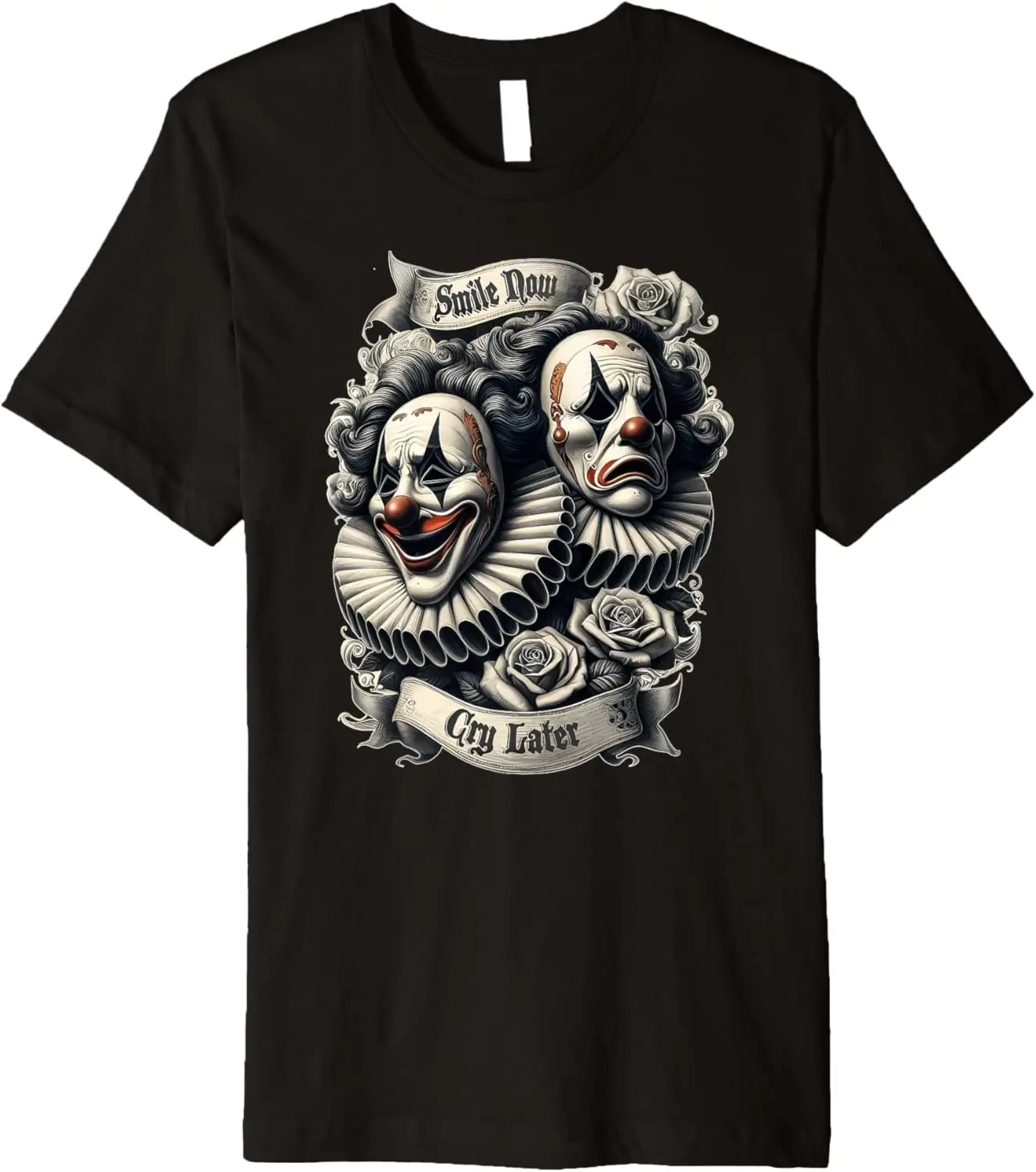 

Футболка SMILE NOW CRY LATER Retro Gothic Cholo Chicano Art Sad Clown премиум-класса