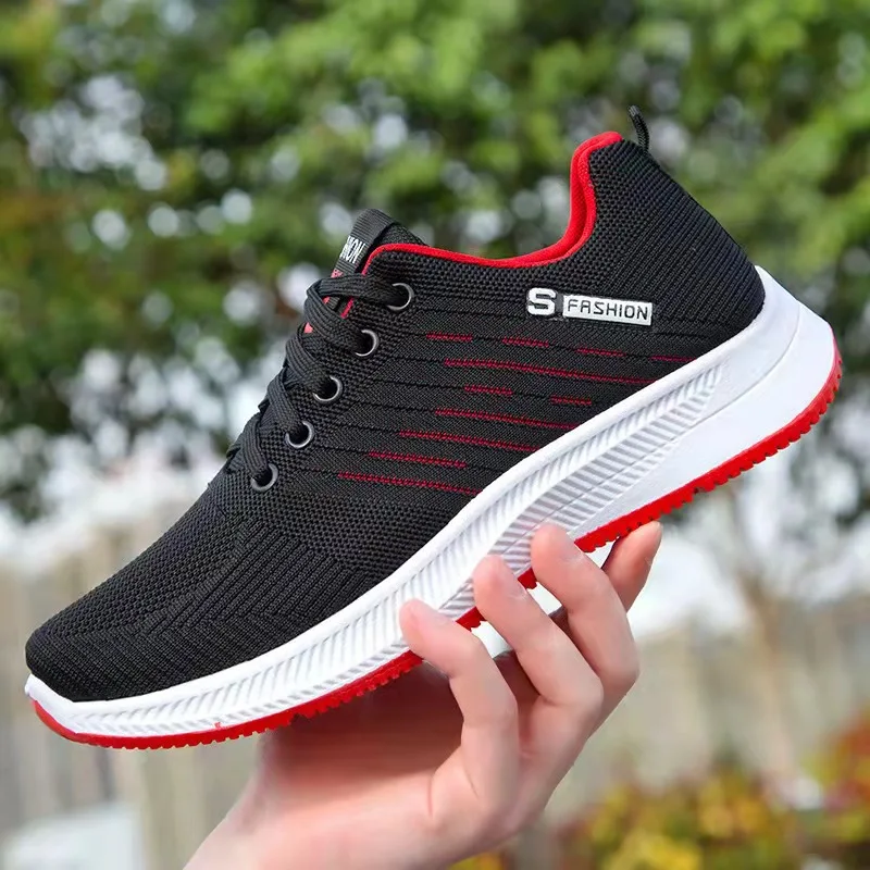 Summer new men's flying woven casual shoes comfortable breathable men's sports mesh shoes trend men's running shoes