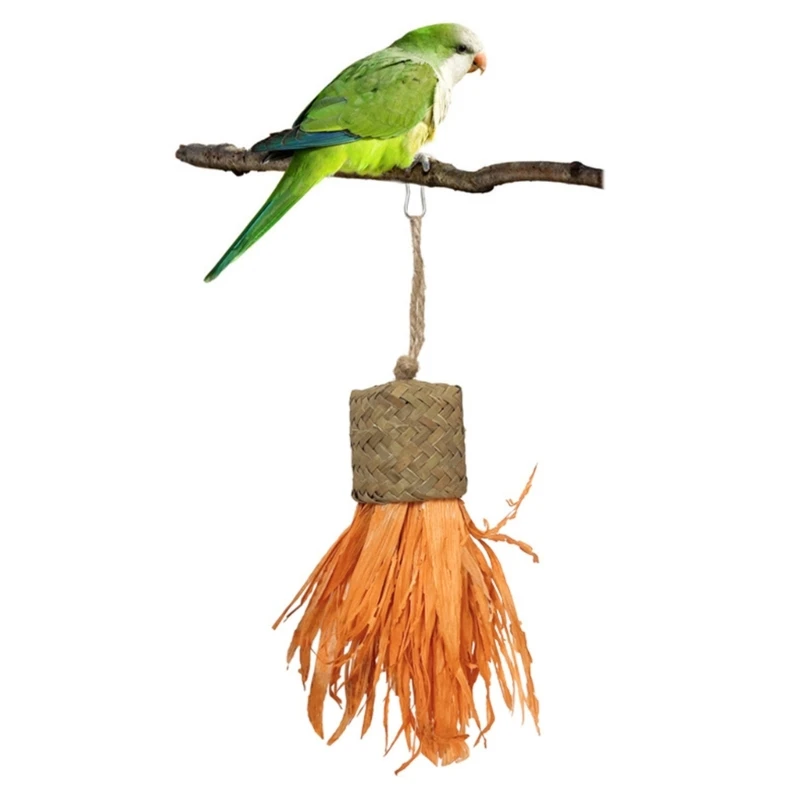 Pet Bird Tooth Chew Toy Natural Corn Bracts Colorful Rope for Cockatiel Conure