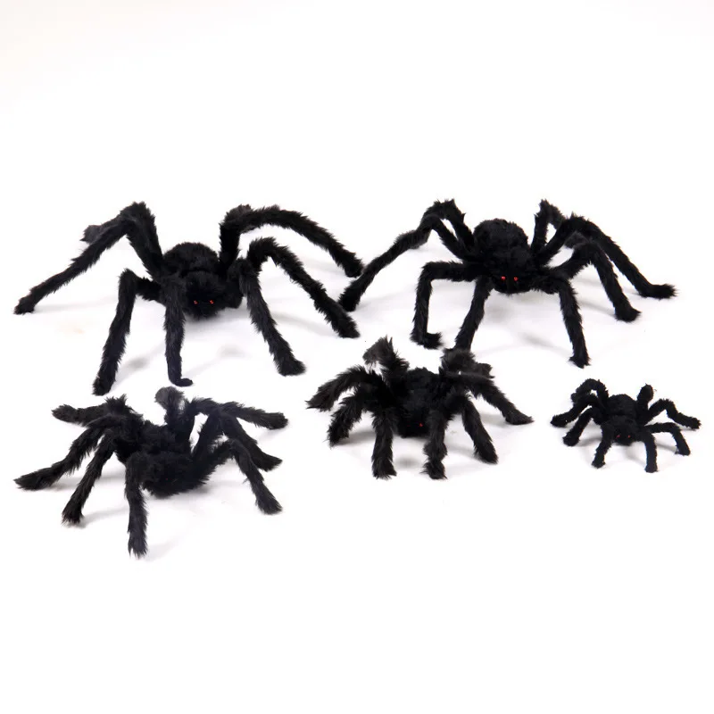 Halloween große Plüschs pinne Horror Halloween Dekoration Party Requisiten im Freien Riesen spinne Dekor 30-200cm schwarze Spinne Plüsch tier