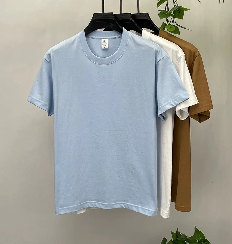 تي شيرت قطني 100% بأكمام قصيرة تي شيرت رجالي صيفي فضفاض كوري بلون سادة كاجوال مريح يسمح بمرور الهواء برقبة دائرية #6