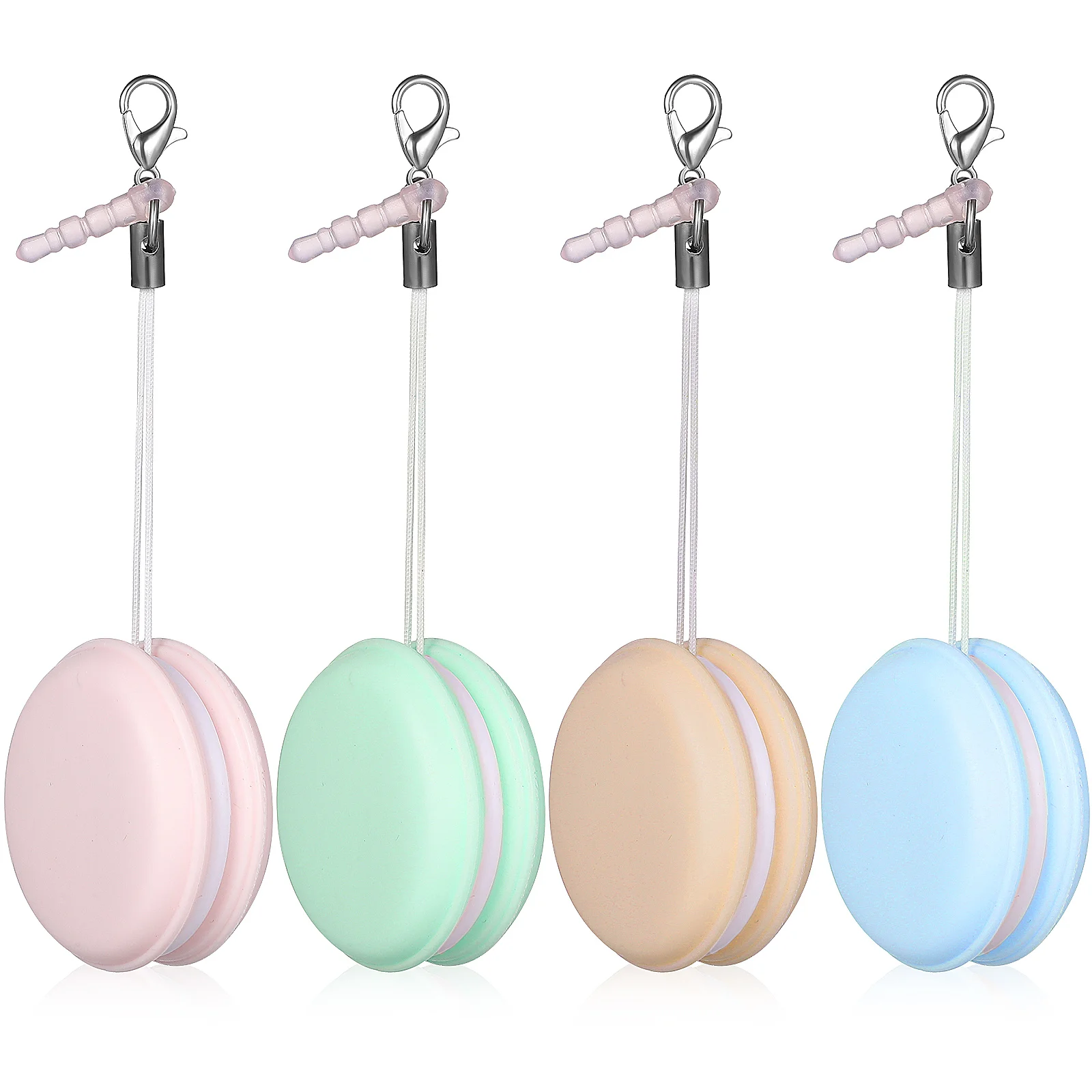 4 Pcs Cleaning Wipe Macaron Cellphone Screen Cleaner Lanyard Wipes Mobile Phones Glass Hanging