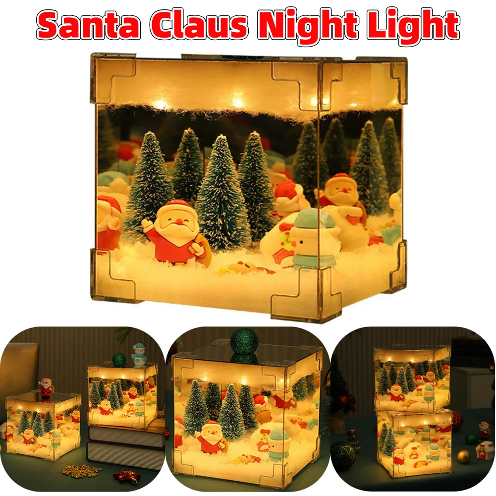 

Cube Design Nightlight Material Package Creative Snow Scene Decorative Light Xmas Atmosphere Nightlight for Indoor Festive Decor