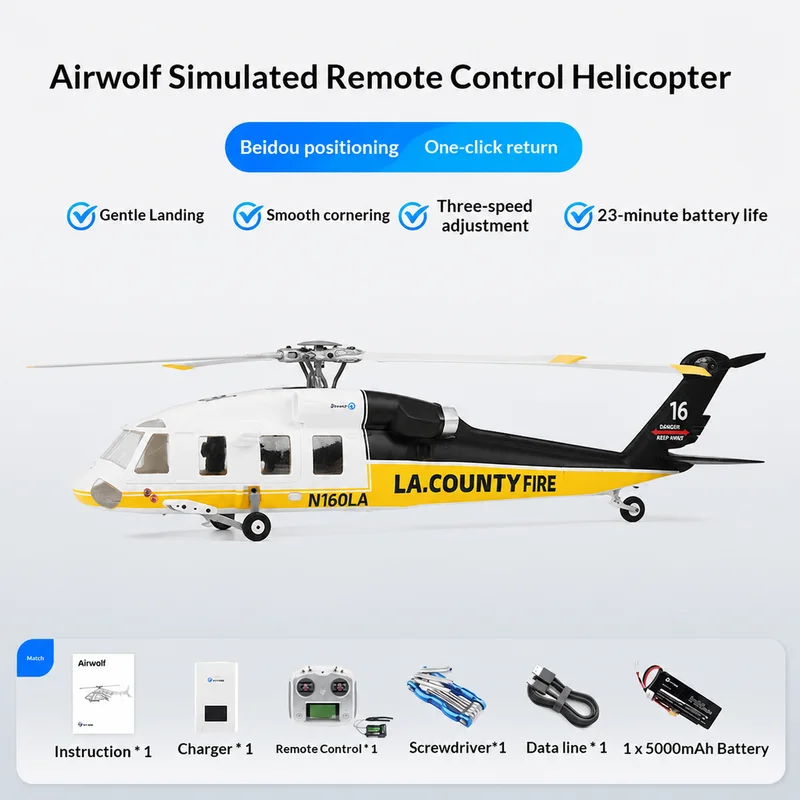 Flywing UH60L Black Hawk Scale RC Helicopter 470 Class with GPS H1 Flight Control Self Stabilization One Key Return for Hobbyist