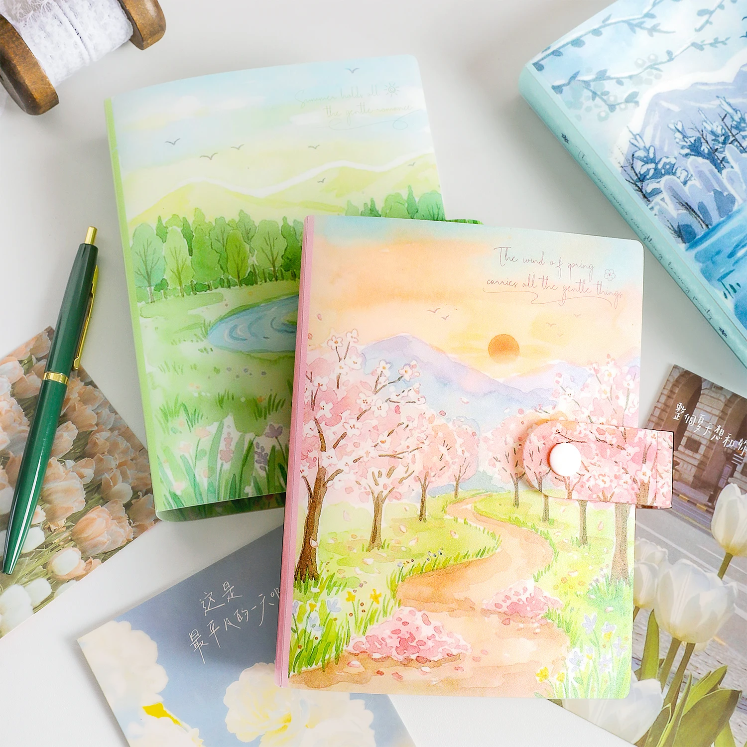 40sheets Four Seasons Song Series Ins Style Double sided Storage Book Commemorative Album Stickers Storage Book