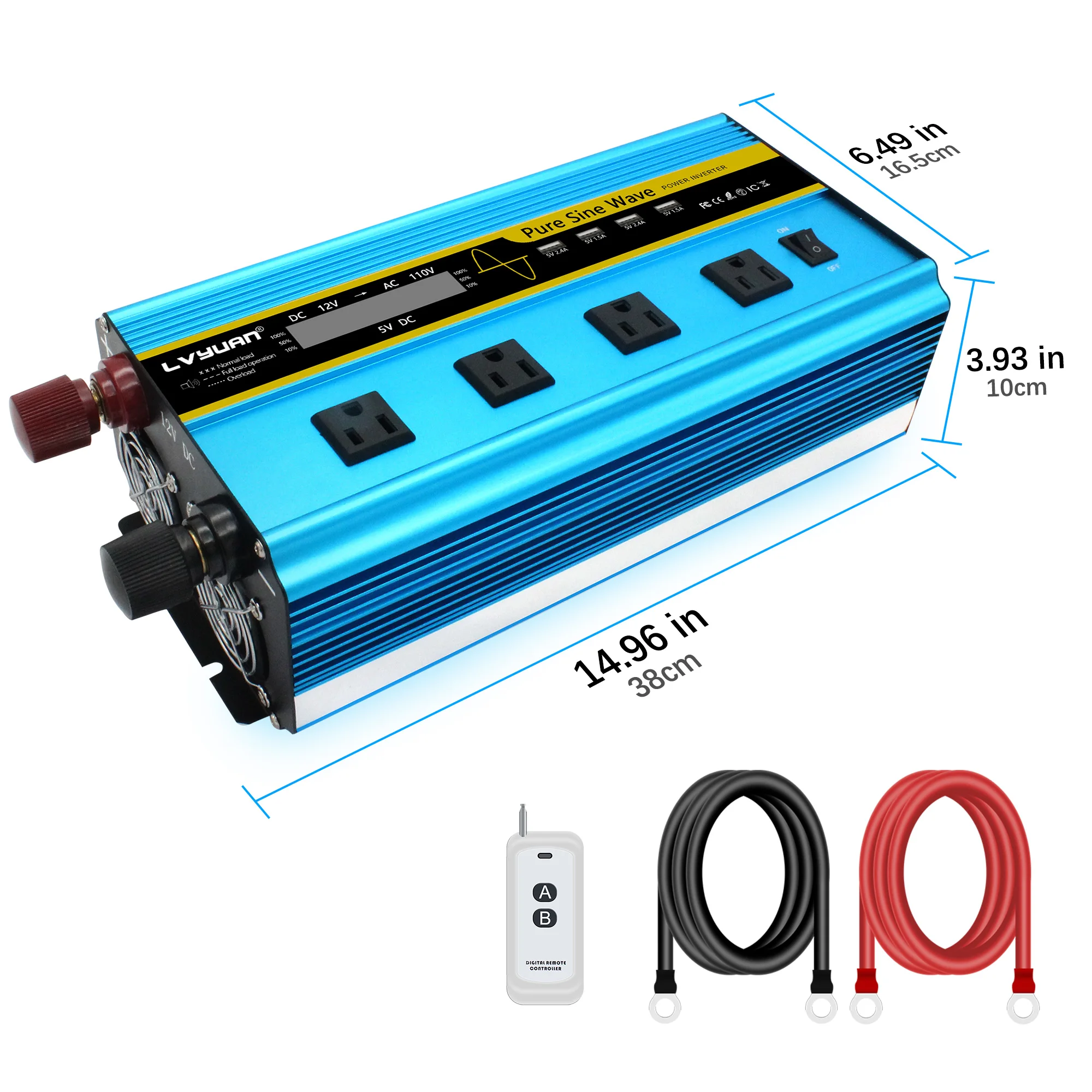 DC 12V 24V to AC 110V Voltage Converter Power Inverter 6000W Pure Sine Wave Inverter Solar Car Transformer