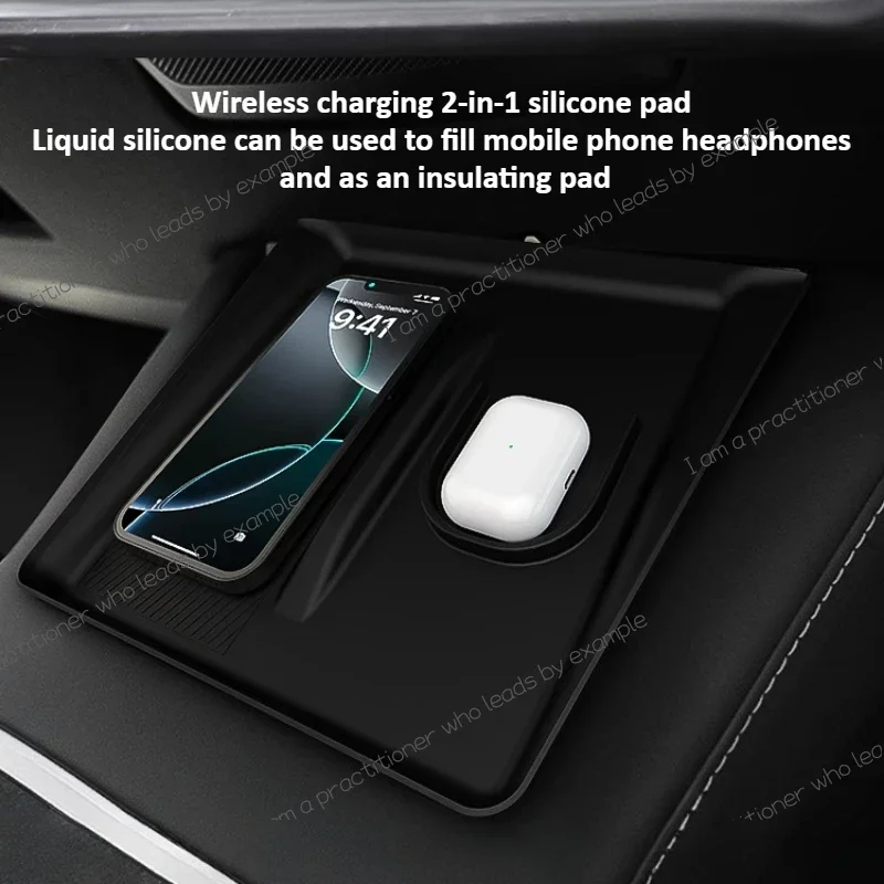 

For Tesla Model Y Juniper 2025 Silicone Wireless Charging Pad Charger Protect Cover Car Accessories Non-Slip Dust-Proof Mat