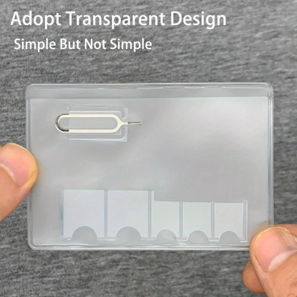SIM Card Storage Case with SIM Pin Removal Tool - Clear Organizer with SIM Slot, ID Holder, Compact Phone SIM Protector