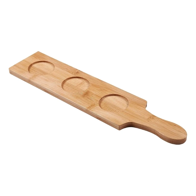 M4YC Elegant Tequila Presentation Tray Wooden 6 Holes Shot Glasses Display Stand Practical Drinks Serving Board