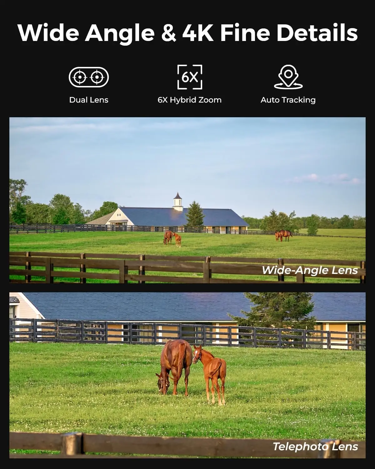 4K Dual Lens 4G LTE Outdoor Security Camera with Solar Power, Auto Tracking, and Color Night Vision