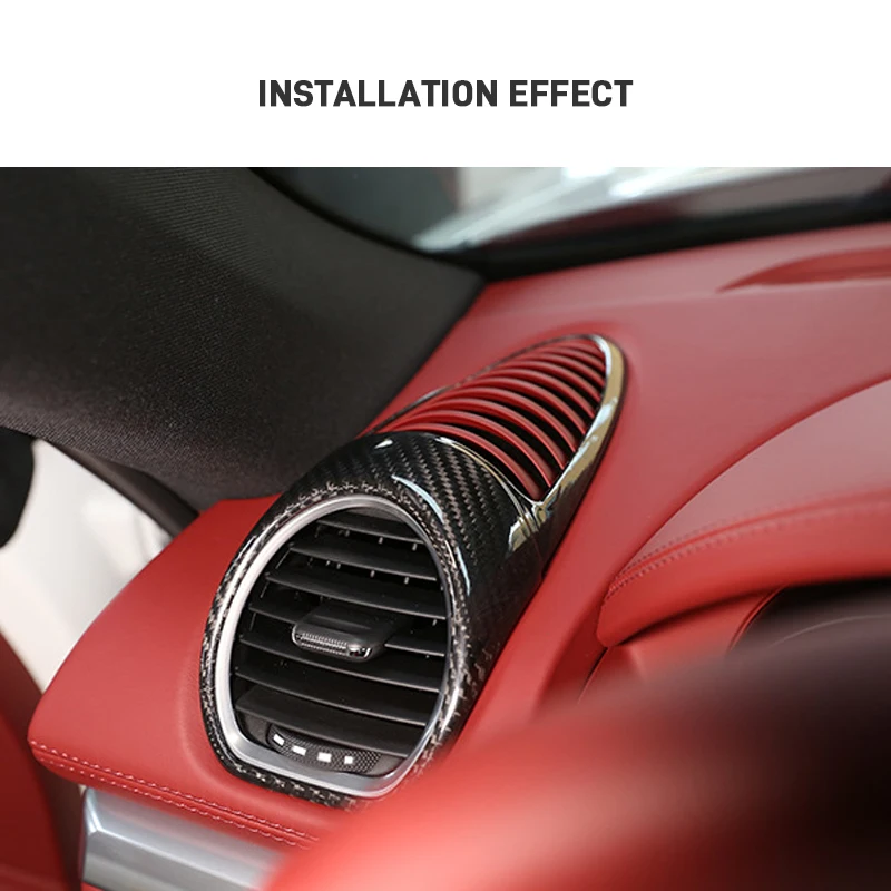 Real Carbon Fiber Car Central Console Dashboard Air Vent Outlet Side Air Outlet Decorative Frame Trim For Porsche 718 2016-2021