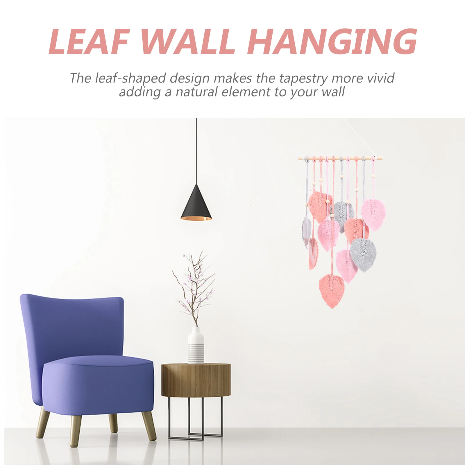 

Handwoven Leaf Wall Hanging Tapestry Bohemian Cotton Decor Macrame Tassel Design Home Bedroom Background Pendant Woven Wall