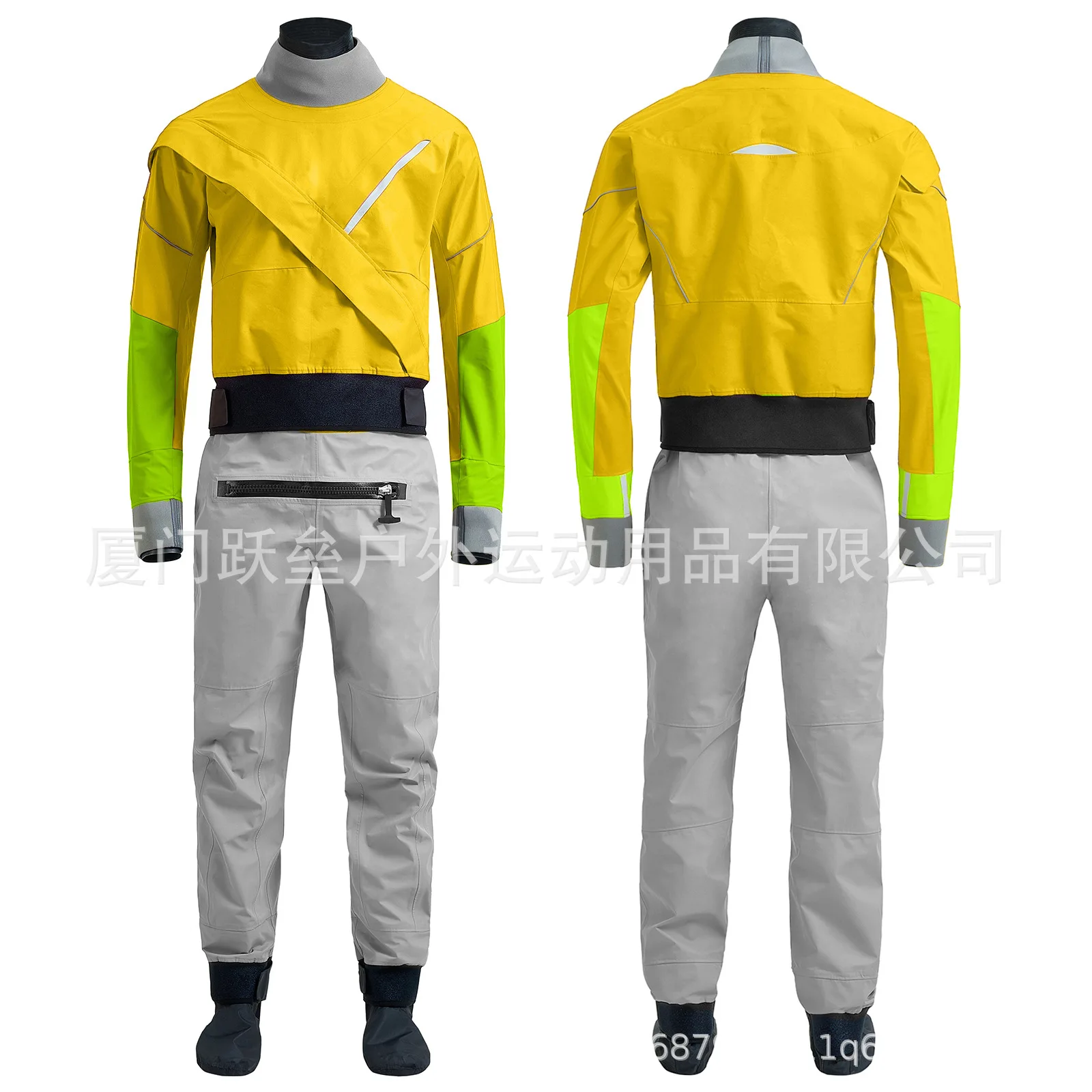 Сухой костюм для каяка для мужчин, трехслойный водонепроницаемый тканевый спортивный костюм с латексом на шее и запястье, белая водная подвеска в реке