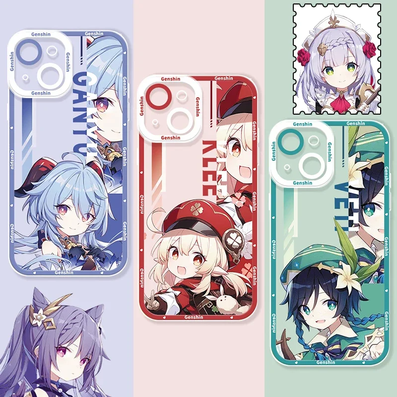 Kawaii Genshin Impact Clear Case For Xiaomi Redmi Note 14 12 11 13 Pro Plus 4G 5G 12S 11S 10S 10 9 9S 12C 13C 14C A3 A4 Cover
