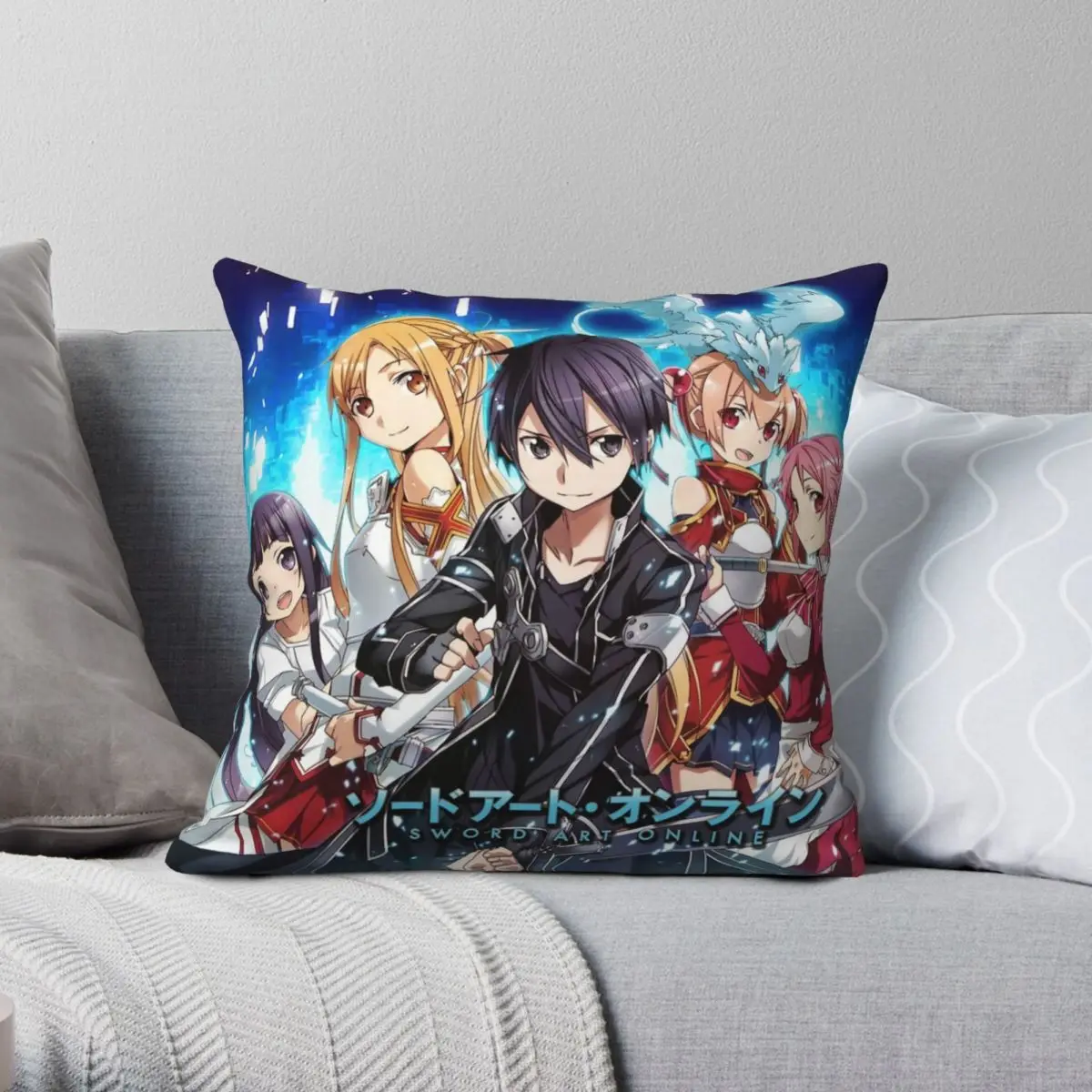 Sword Art Online 24 Square Pillowcase Polyester Linen Velvet Creative Zip Decorative Home Cushion Case 18