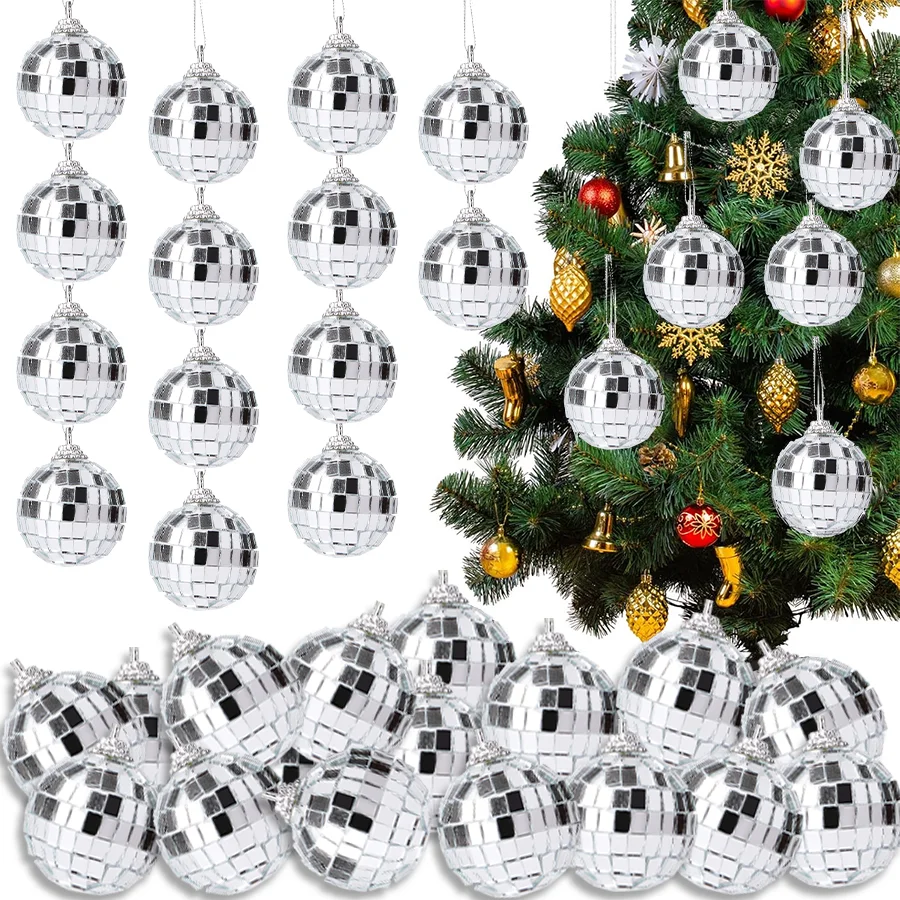 3-24Pcs Mirror Disco Ball Christmas Ball Ornament Set Xmas Tree Hanging Pendant Merry Christmas Decoration for Home New Year Gif