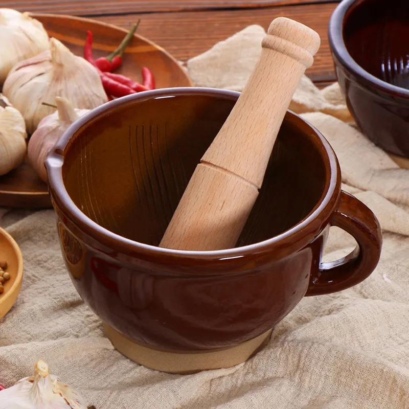 

Solid wood beech pestle garlic hammer retro large thick wooden stick Chinese medicine grinding stick handmade old style grinder