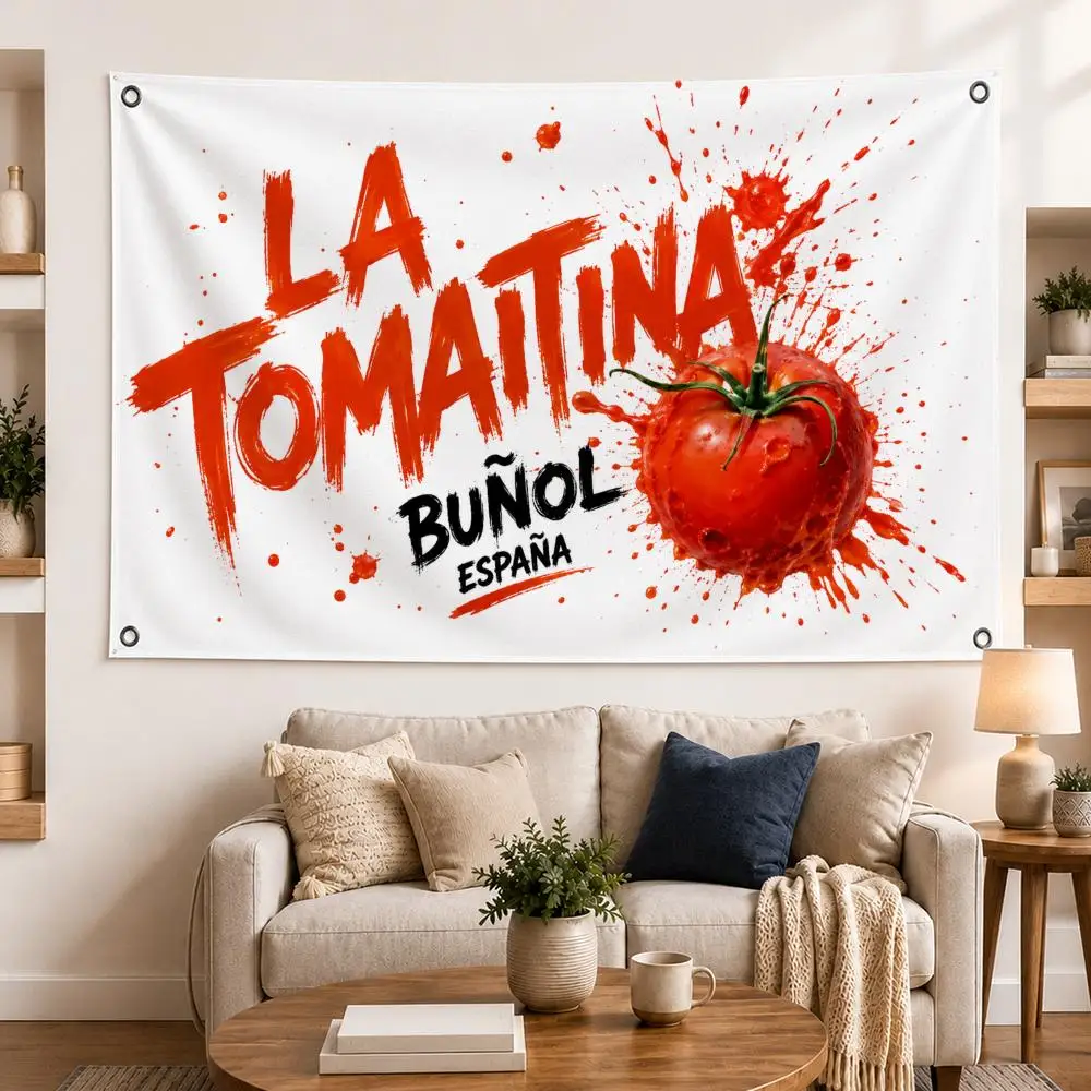 La Tomatina Flags Horizontal High Density Knitted Fabric European Simple For Durable Outdoor Indoor Use