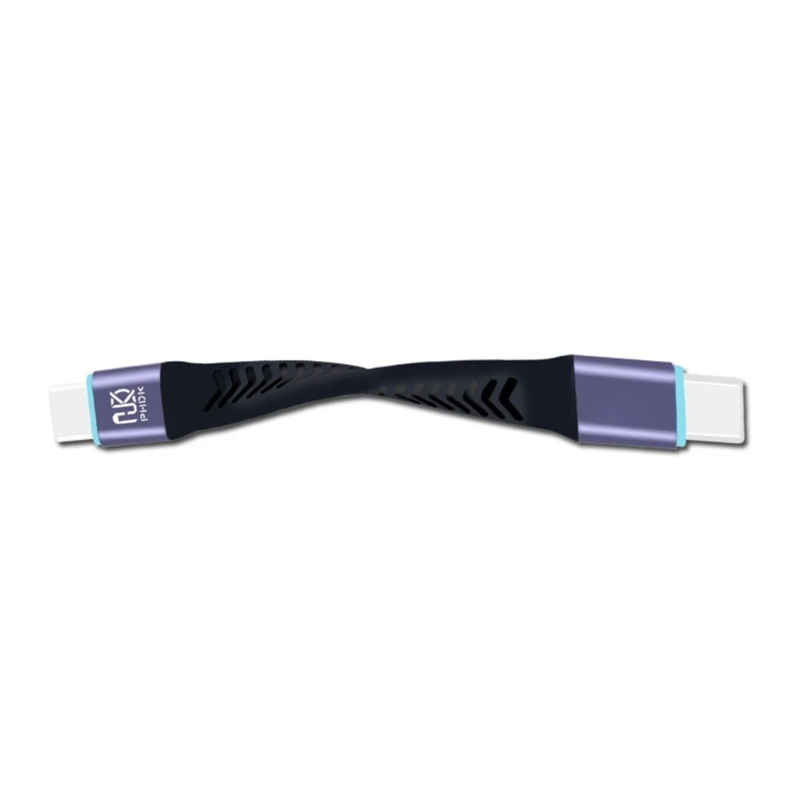 Cabo de Dados Usb Tipo C Curto, Transferência Rápida de Dados, Alta Velocidade, Cabo de Carregamento Macio, Alumínio e Niquelar, 20Gbps, 10cm