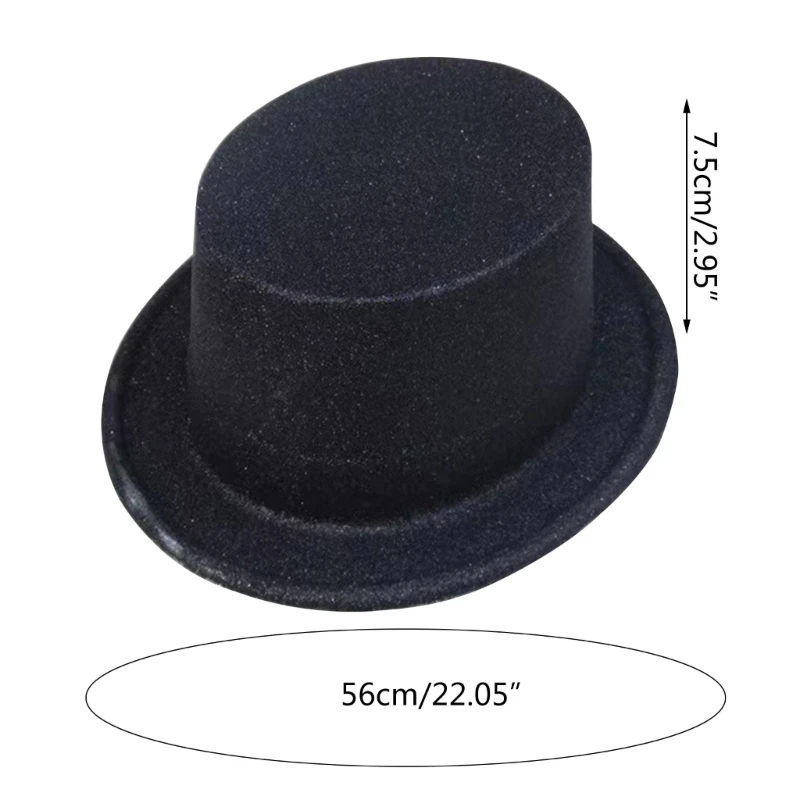 Magician Top Hat Jazz Fedora hat Bowler Top Hat Solid Color Party Show hat Flickering Glitter Top Hat for Kids perform