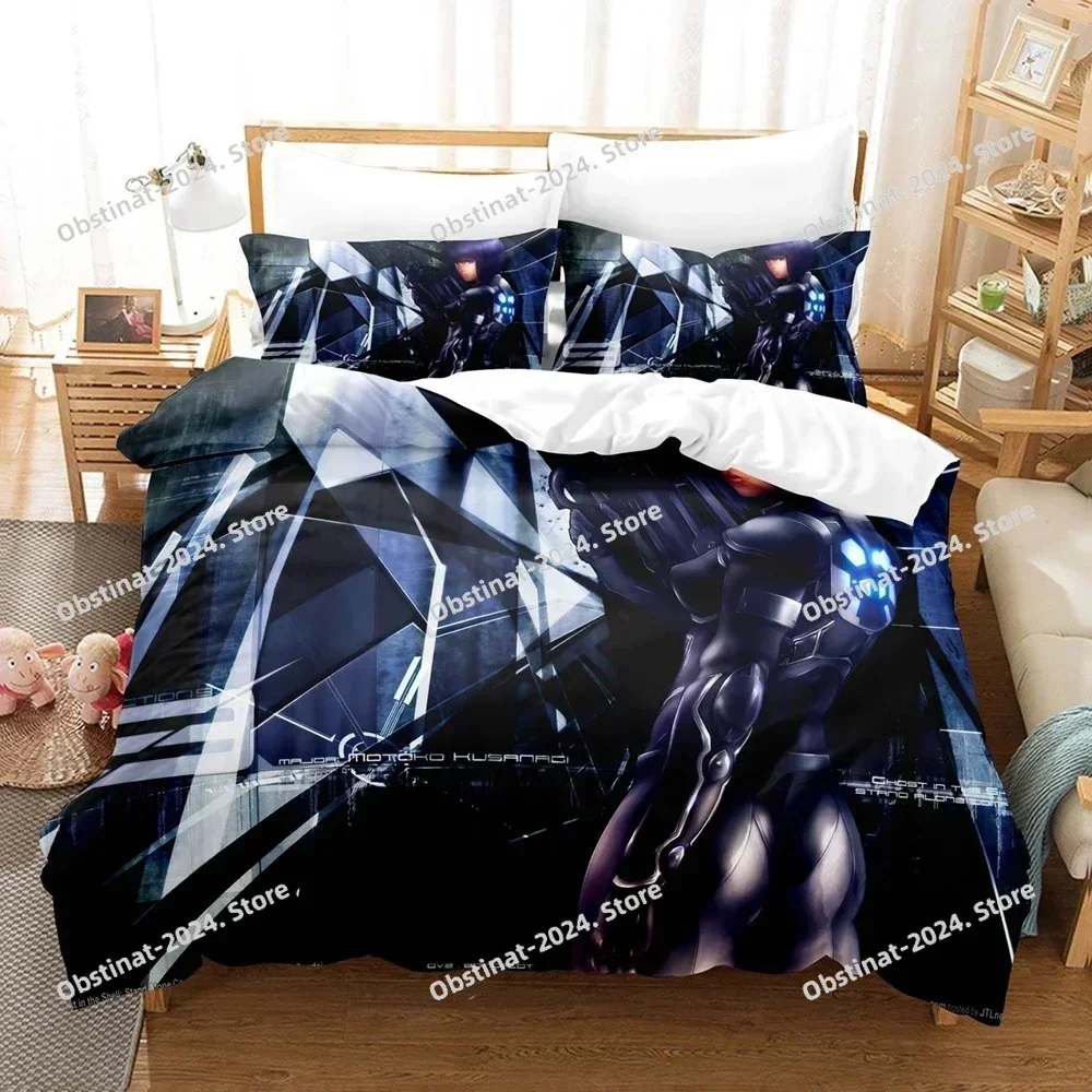 Ghost in the Shell 3D Printing Comforter Bedding Set,Duvet Cover Bed Set Quilt Cover Pillowcase,King Queen Size Bedding Set Kid