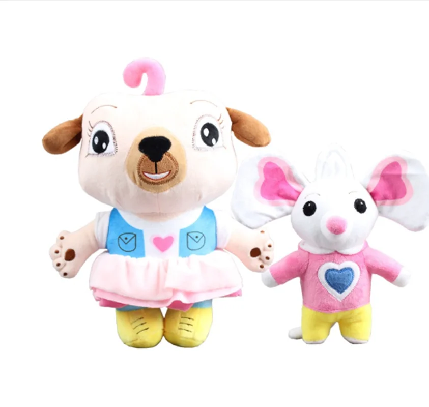 

Cute Animal Pet Pink Dress Dog and Mouse Plush Toy Scratcher Doll For Children Baby Birthday Gift