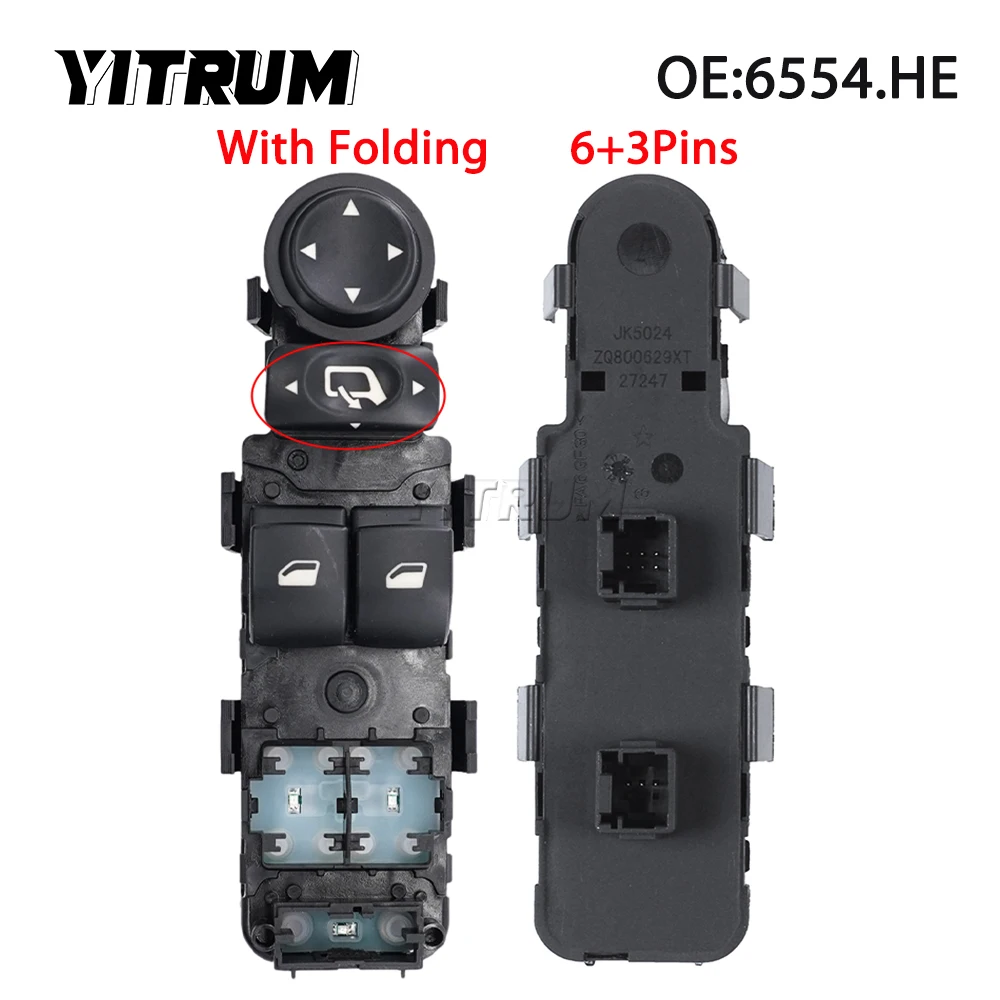 YITRUM Master Mirror Button Power Window Switch For Citroen C4 2004 2005 2006 2007 2008 2009 2010 6554.HA 6554.HE 6554HA 6554HE