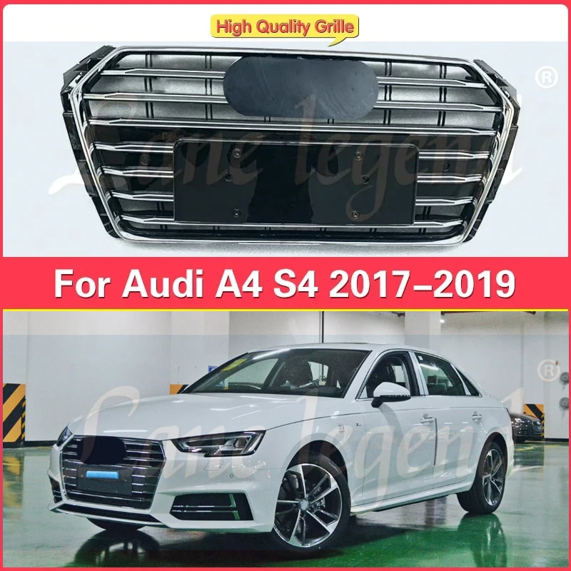 Car Grills for Audi A4 B9 2017-2019 Car Front Bumper Grille Grill Cover Trim For RS4 Style Modified Auto Grille