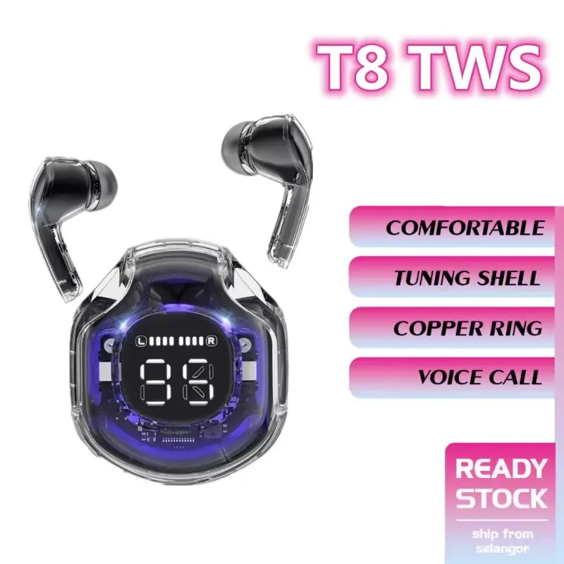جديد T8 TWS سماعة لاسلكية بلوتوث 5.3 سماعات الرياضة سماعات الألعاب الحد من الضوضاء سماعات الأذن باس التحكم باللمس للهاتف
