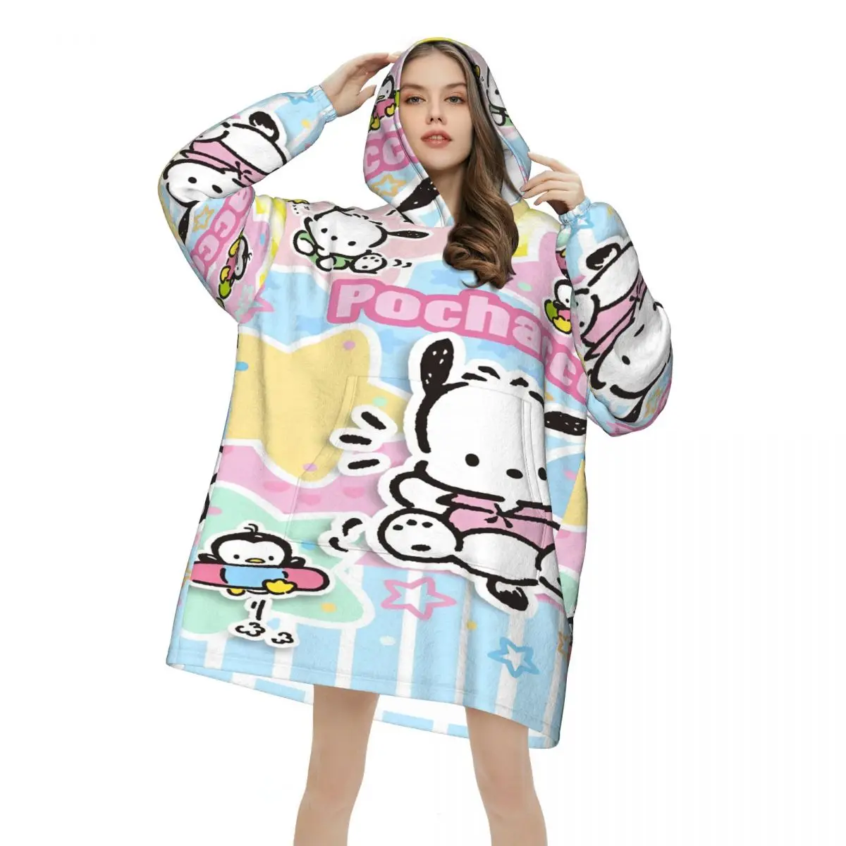 

Одеяло Pochaccos, толстовка большого размера, носимый свитшот, одеяло, теплые подарки для женщин, девочек, подруг
