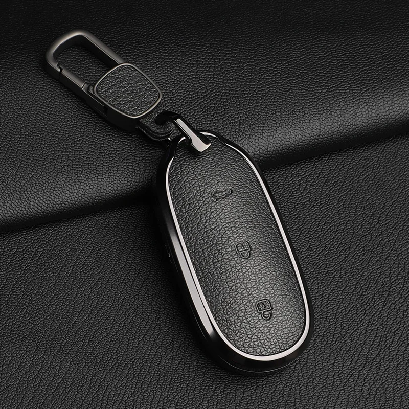 Aluminum Alloy Leather Car Key Case For LEADING IDEAL LiXiang L9 L8 L7 Remote Smart Keyless Protector Shell Accessories