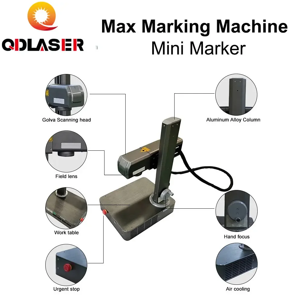 QDLASER 20W Fiber Laser Max Marking Machine Mini Marker for Marking Metal Stainless Steel