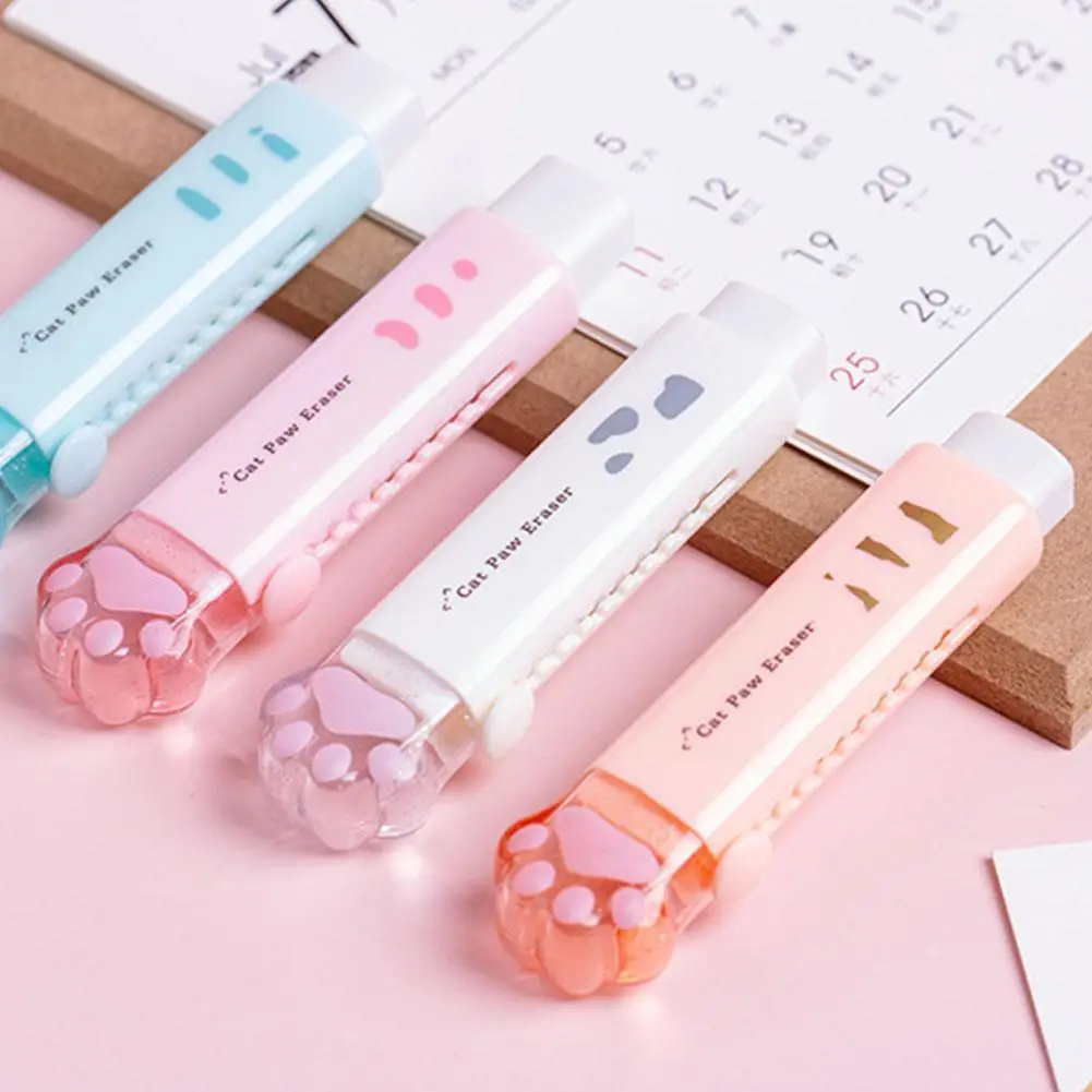 Push-pull Cat Paw Cute Eraser Girl Student Pencil Eraser Pen Rubber Cartoon Stationery Prizes Eraser School Office Eraser K Y6G8