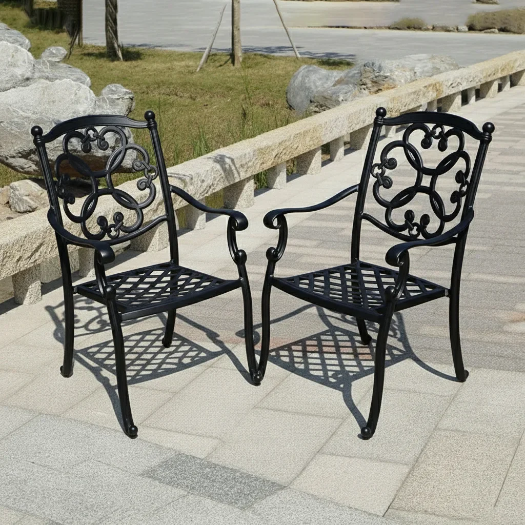 Aluminum alloy outdoor chairs, courtyards, terraces, villas, cafes, cast aluminum gardens, leisure furniture