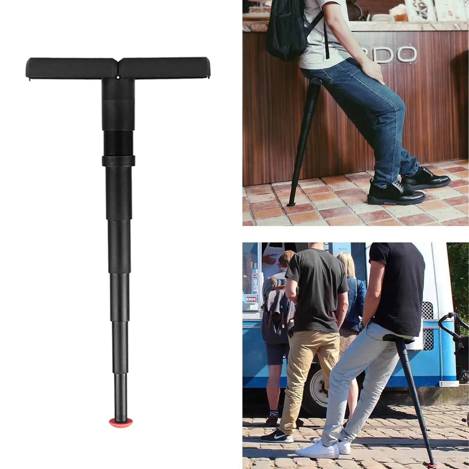 Lightweight Portable Folding Seat Walking Stick Cane Adjustable Height Teliscopic Stool Outdoor Travel  Line Up Seat