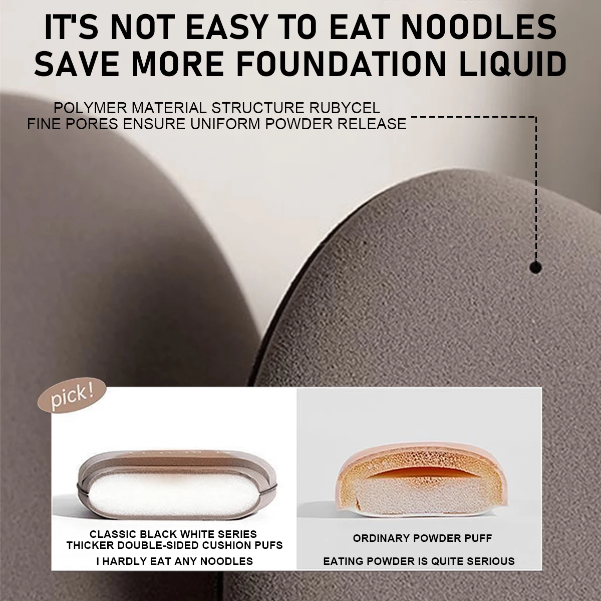 MINISO – coussin d'air épais Double face, série classique noir et blanc, bouffée de poudre, paquet de 2, éponge douce, coussin d'air humide et sec