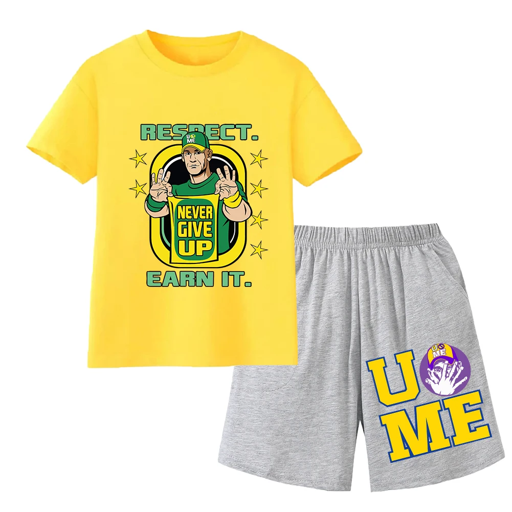 Kids Uc Me Printes T Shirt Set Boys John Cena Tops Girls Clothes Summer Children 100% Cotton T-Shirt + Short Suits