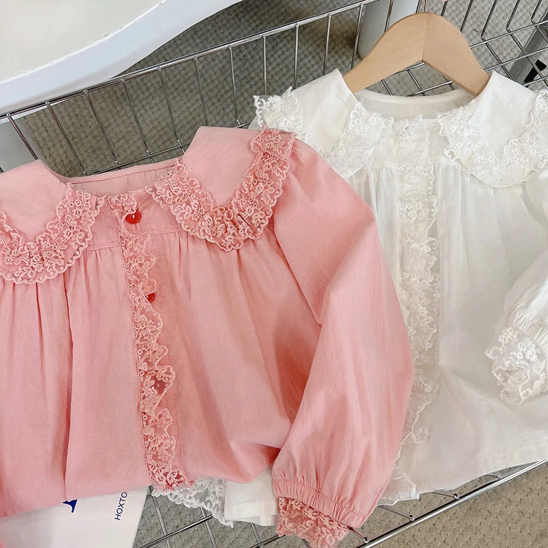 

Vintage Elegant Lolita Blouses Women Lace Ruffles Square Collar Puff Long Sleeves Shirts Sweet Tops Blusas Mujer