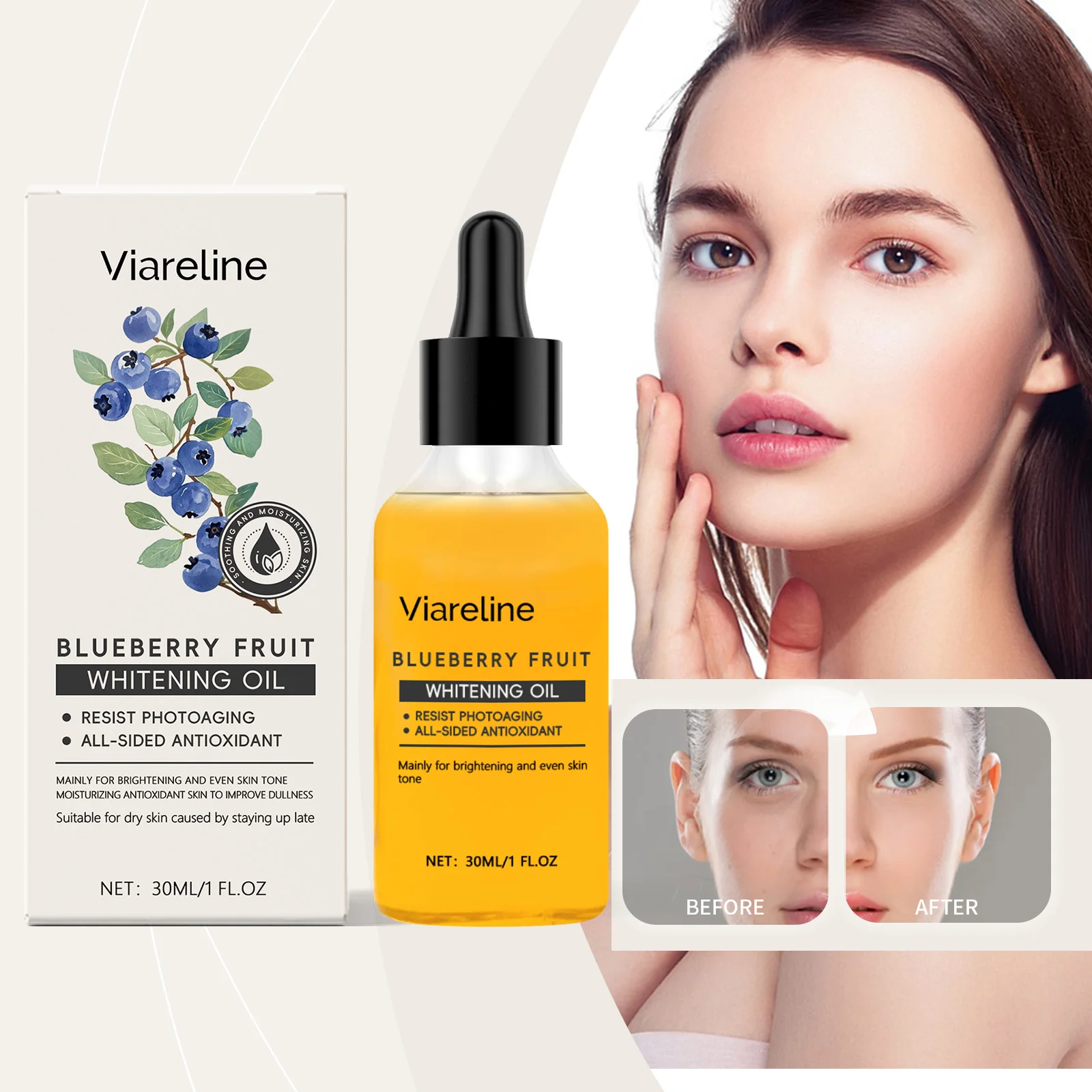 Aceite de esencia de arándano aceite de esencia para el cuidado de la piel iluminador, hidratante e hidratante