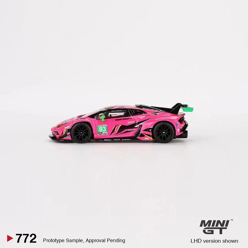 MINIGT 1:64 Modelo de Carro Lambor Huracan GT3 EVO2 # 83 Iron Dames IMSA 2023 Daytona 24 horas Veículo esportivo fundido em liga # 772